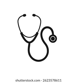 stethoscope medical icon silhouette vector on white Background