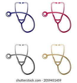 Stethoscope Medical Instrument Icon Vector Illustration. Simple Stethoscope Isolated On A White Background
