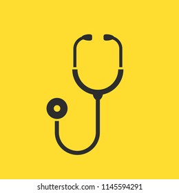 Stethoscope medical instrument vector icon illustration isolated on yellow background