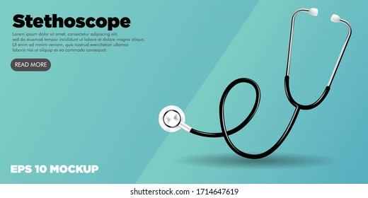 стетоскоп медицинский набор редактируемый фон баннера веб-сайта