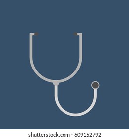 Stethoscope. Medical object flat icon. Vector Illustration.