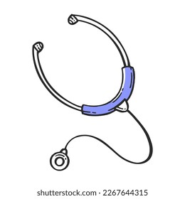 A stethoscope, a medical pharmaceutical hospital device. Medical devices vector hand drawn