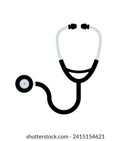 Stethoscope medical symbol. Stethoscope silhouette design isolated on white background. Stethoscope vector illustration.