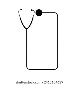 Stethoscope medical symbol. Stethoscope silhouette design isolated on white background. Stethoscope vector illustration.