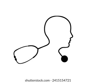 Stethoscope medical symbol. Stethoscope silhouette design isolated on white background. Stethoscope vector illustration.