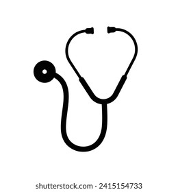 Stethoscope medical symbol. Stethoscope silhouette design isolated on white background. Stethoscope vector illustration.