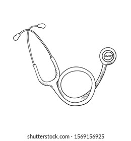 Stethoscope - a medical tool vector sketch