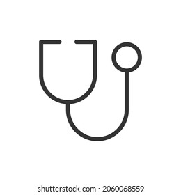 Stethoscope minimal line icon. Web stroke symbol design. Stethoscope sign isolated on a white background. Premium line icon.