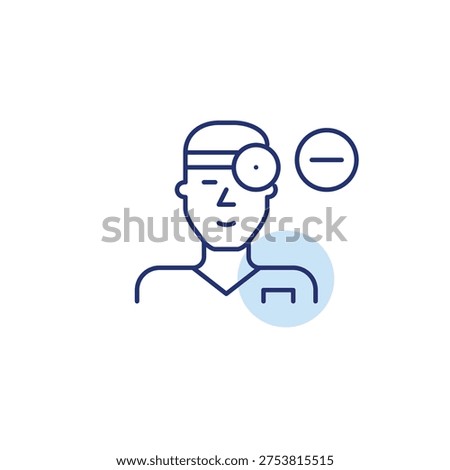 with stethoscope and minus. Appointment cancelled, time unavailable. Pixel perfect, editable stroke vector icon