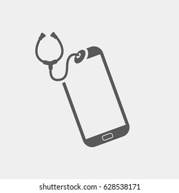 Stethoscope mobile flat icon. High quality outline symbol of medical euipment for web design or mobile app. Thin line signs of stethoscope for design logo,Outline pictogram of stethoscope