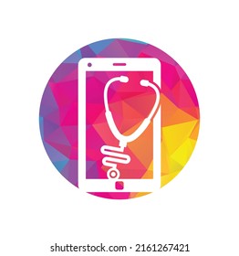 Vector de diseño de logotipo móvil de Stethoscope. Plantilla de logotipo vectorial del doctor del teléfono.