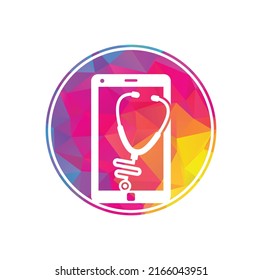 Stethoscope mobile logo design vector. Phone doctor vector logo template.