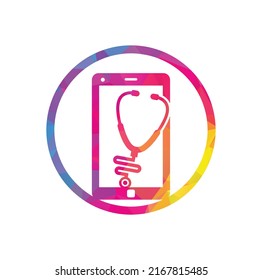 Stethoscope mobile logo design vector. Phone doctor vector logo template.