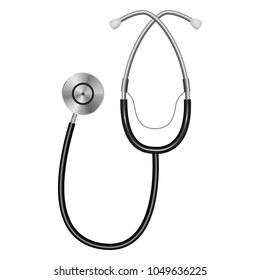 Stethoscope mockup. Realistic illustration of stethoscope vector mockup for web