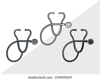 Stethoscope Monogram SVG Printable Vector Illustration