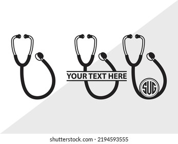 Stethoscope Monogram SVG Printable Vector Illustration svg