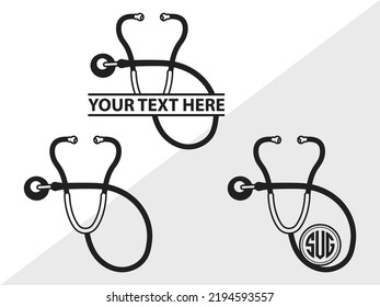 Stethoscope Monogram Svg Printable Vector Illustration Stock Vector ...