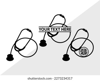 Stethoscope Monogram Vector Illustration Silhouette