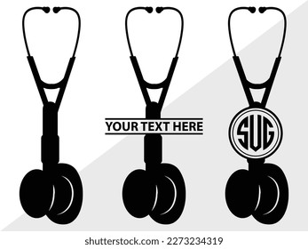 Stethoscope Monogram Vector Illustration Silhouette