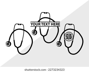 Stethoscope Monogram Vector Illustration Silhouette
