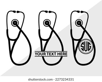 Stethoscope Monogram Vector Illustration Silhouette