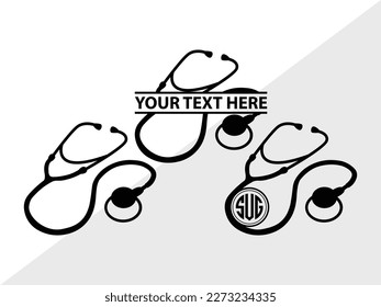 Stethoscope Monogram Vector Illustration Silhouette
