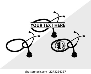 Stethoscope Monogram Vector Illustration Silhouette