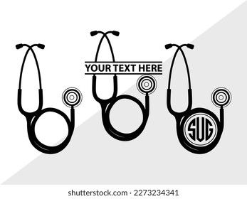 Silución de la ilusión del vector de monograma de Stethoscope