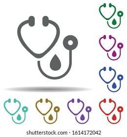 Stethoscope in multi color style icon. Simple glyph, flat vector of blood donation icons for ui and ux, website or mobile application