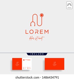 Stethoscope n letter logo vector design icon
