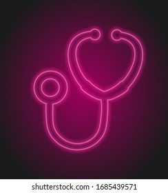 Stethoscope neon icon. Simple thin line, outline vector of medical icons for ui and ux, website or mobile application