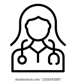 Vector de contorno del icono de la enfermera del estetioscopio. Médico de salud. Atención clínica