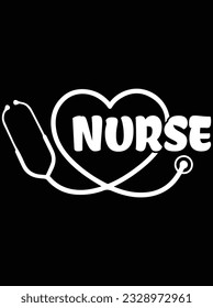 Stethoscope nurse vector art design, eps file. design file for t-shirt. SVG, EPS cuttable design file