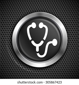 Stethoscope on Black Round Button