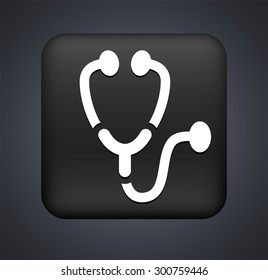 Stethoscope on Black Square Button