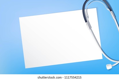 Stethoscope on blue background. Medical concept. Vector illustration