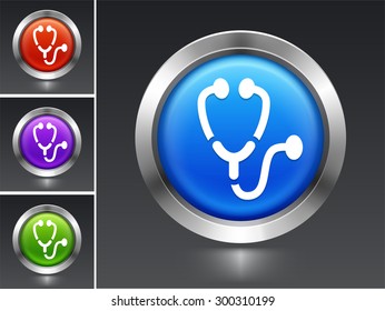 Stethoscope on Blue Round Button