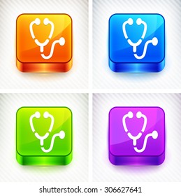 Stethoscope on Color Square Buttons