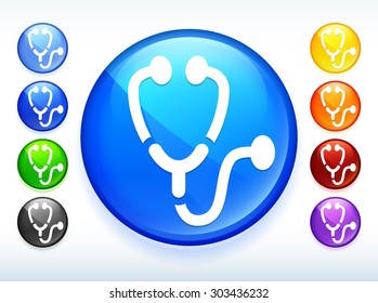 Stethoscope on Colorful Round Button