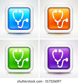 Stethoscope on Colorful Square Buttons