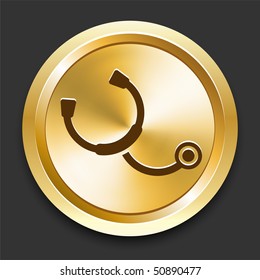 Stethoscope en botón Dorado de Internet Ilustración Original
