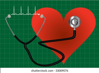 Stethoscope on green background