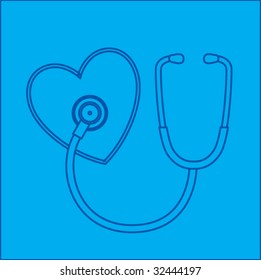 stethoscope on heart blueprint