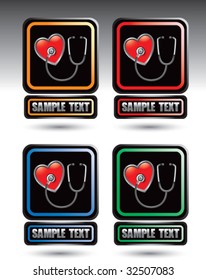 stethoscope on heart on nameplate