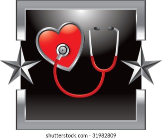stethoscope on heart on star background