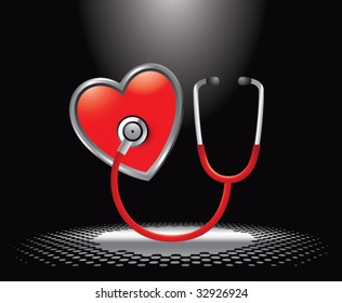 stethoscope on heart under spotlight
