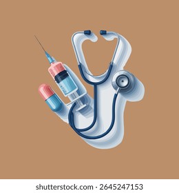 stethoscope on red background vector art