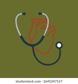 stethoscope on red background vector art