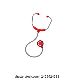 Stethoscope on white background, top view. Medical device