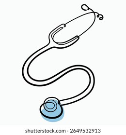 Stethoscope one line drawing. Stethoscope single line illustration. Stethoscope minimalist line art. Stethoscope vector art